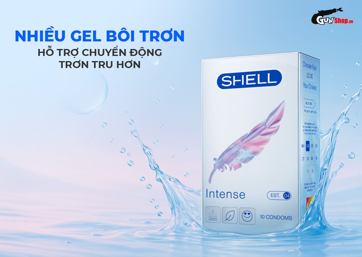  Bán Bao cao su Shell Intense - Siêu mỏng 0.04mm - Hộp 10 cái cao cấp