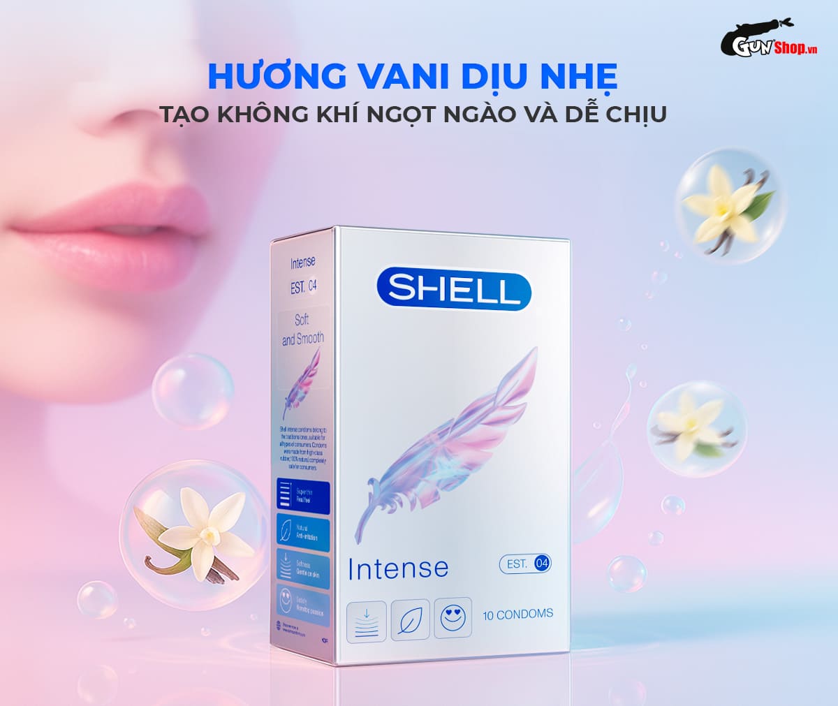  Bán Bao cao su Shell Intense - Siêu mỏng 0.04mm - Hộp 10 cái cao cấp