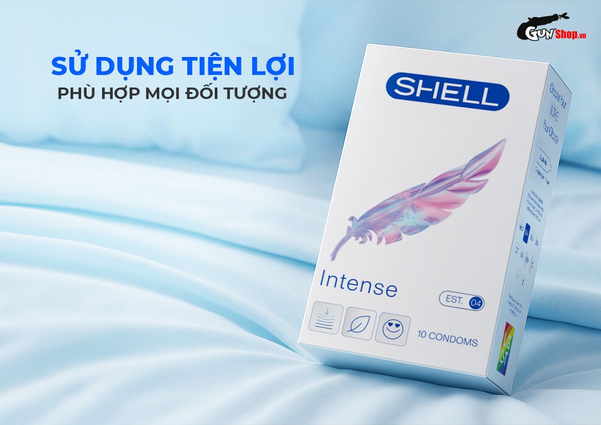  Bán Bao cao su Shell Intense - Siêu mỏng 0.04mm - Hộp 10 cái cao cấp