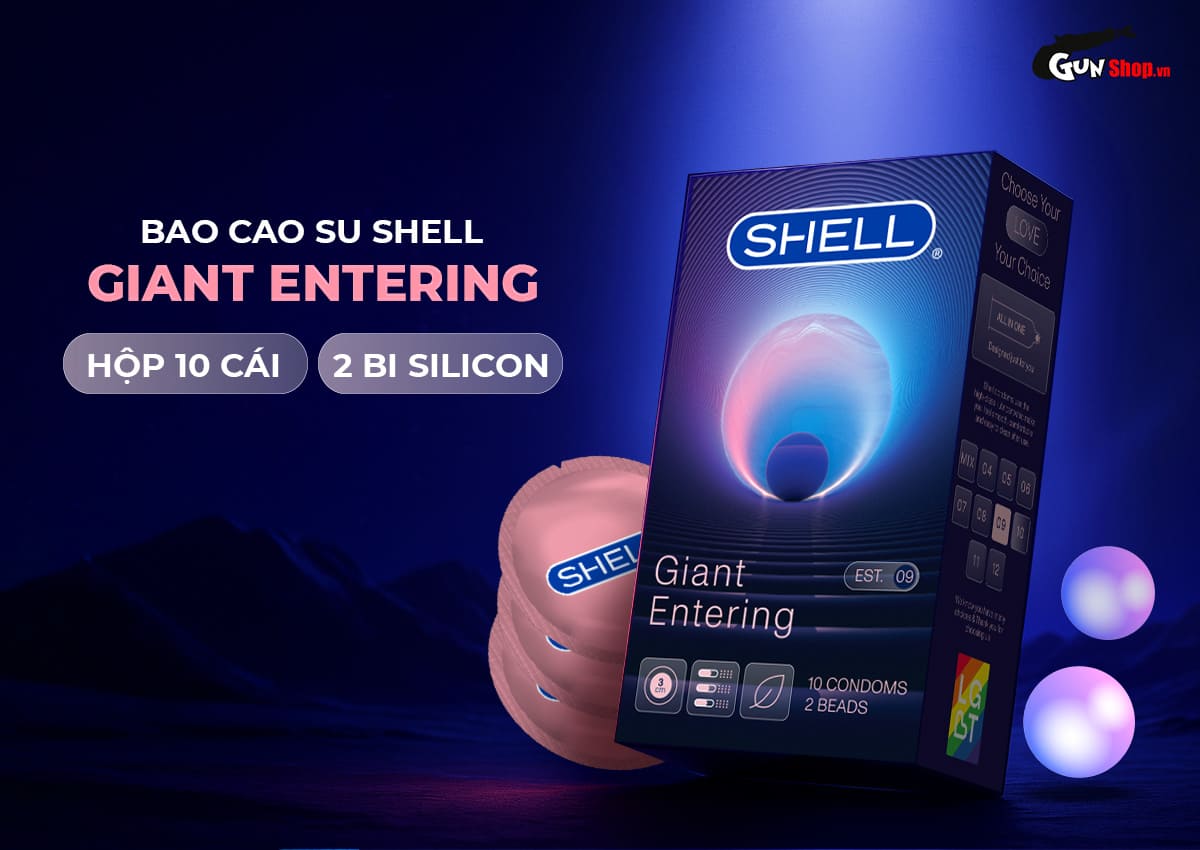 Bán Bao cao su Shell Giant Entering - Gân nổi bi tăng 3cm - Hộp 10 cái chính hãng Bán Bao cao su Shell Giant Entering - Gân nổi bi tăng 3cm - Hộp 10 cái chính hãng