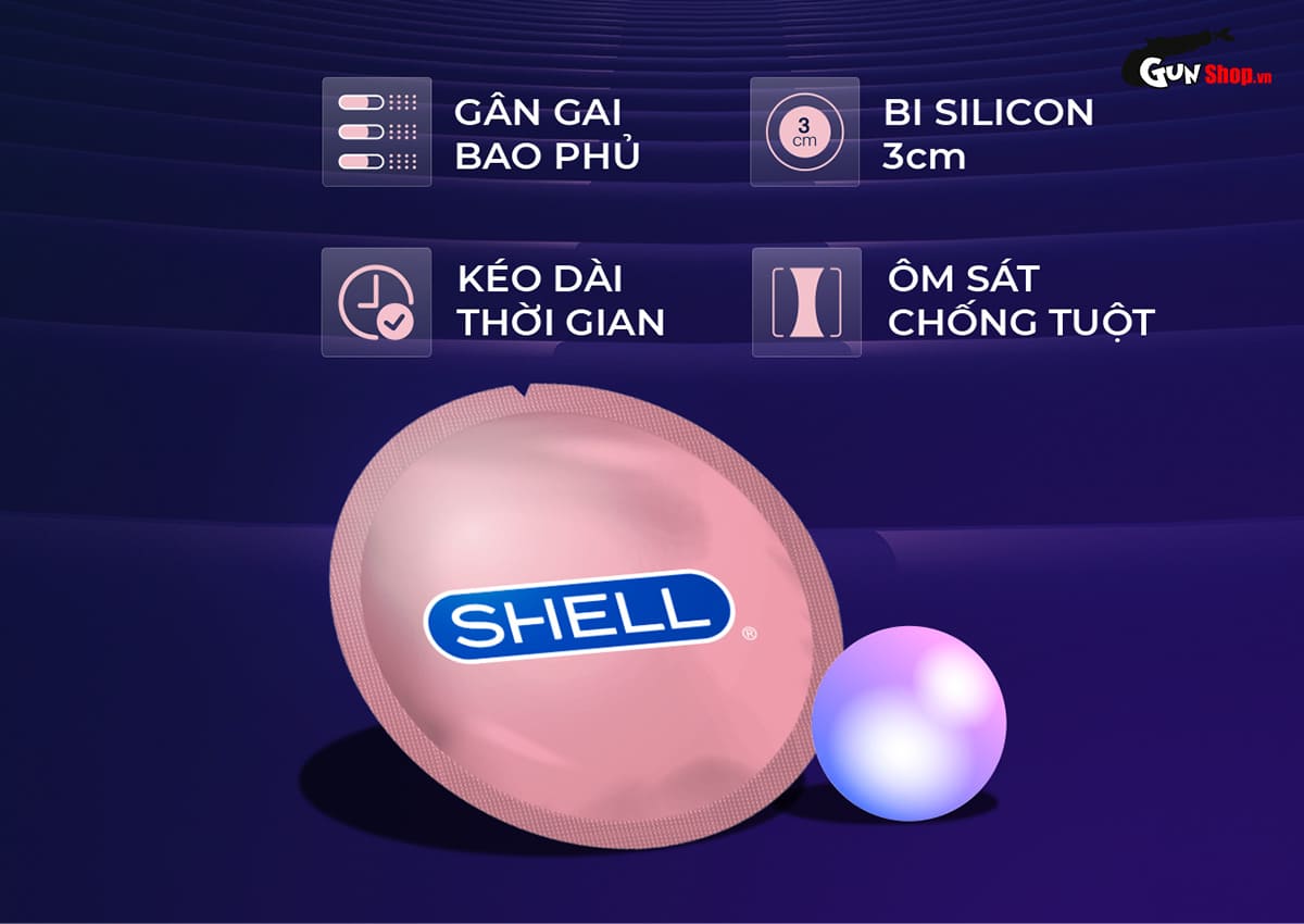 Bán Bao cao su Shell Giant Entering - Gân nổi bi tăng 3cm - Hộp 10 cái chính hãng Bán Bao cao su Shell Giant Entering - Gân nổi bi tăng 3cm - Hộp 10 cái chính hãng