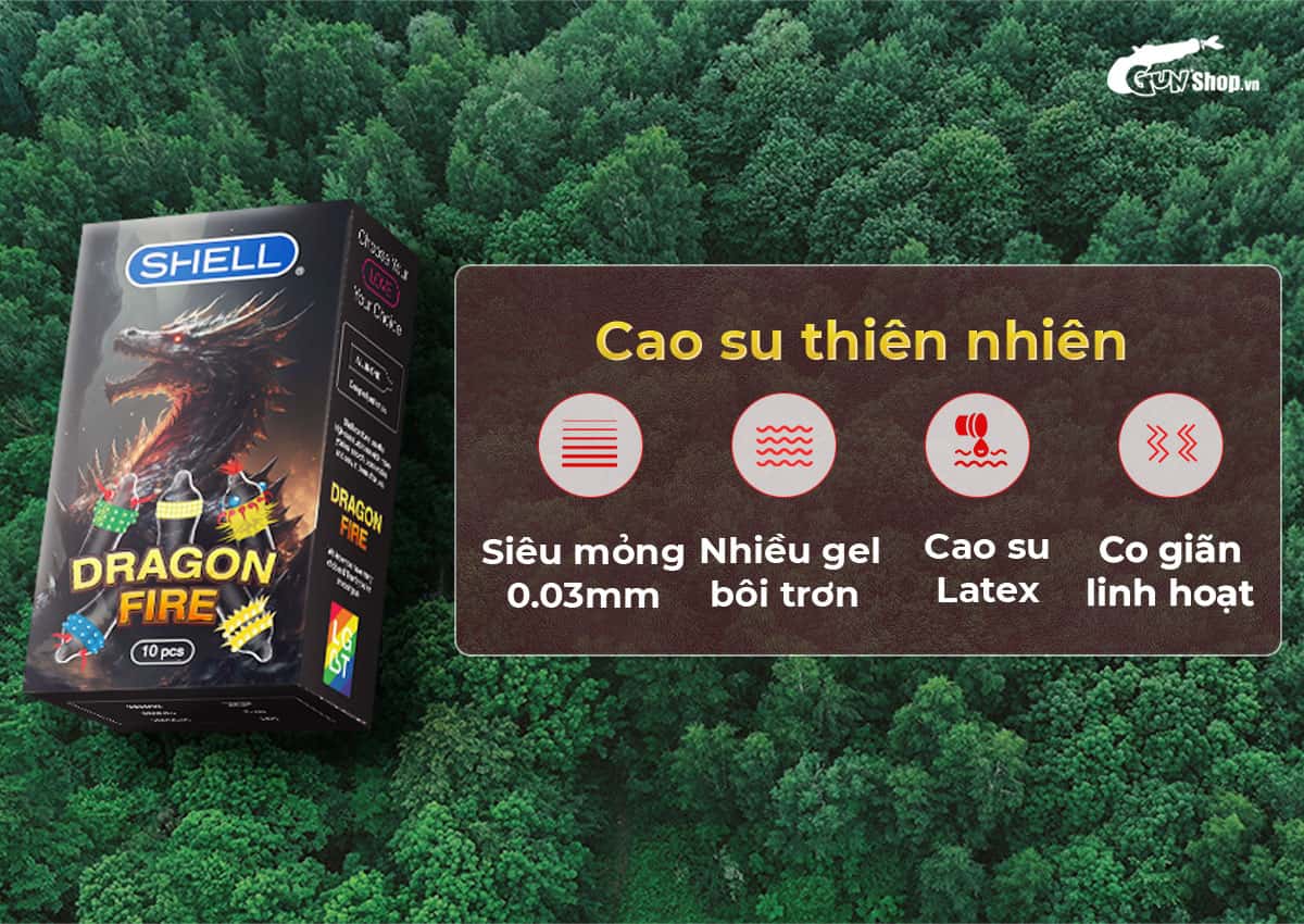 Bao cao su Shell Dragon Fire gai bi nổi tăng cảm giác mạnh