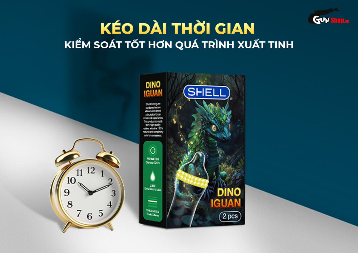 Shop bán Bao cao su Shell Dino Iguan - Hộp 1 bao 2 vòng bi siêu lớn + 1 bao Shell Performax hàng xách tay Shop bán Bao cao su Shell Dino Iguan - Hộp 1 bao 2 vòng bi siêu lớn + 1 bao Shell Performax hàng xách tay