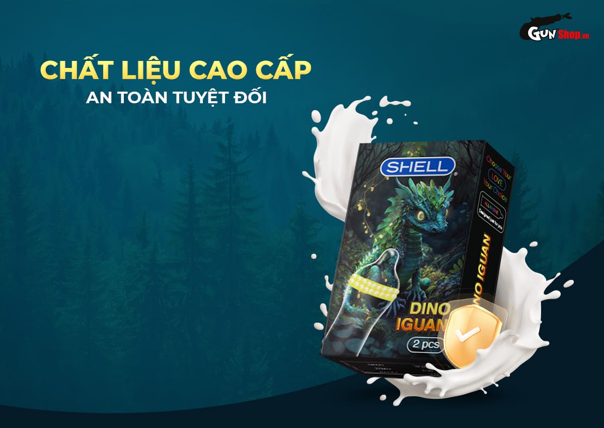 Shop bán Bao cao su Shell Dino Iguan - Hộp 1 bao 2 vòng bi siêu lớn + 1 bao Shell Performax hàng xách tay Shop bán Bao cao su Shell Dino Iguan - Hộp 1 bao 2 vòng bi siêu lớn + 1 bao Shell Performax hàng xách tay