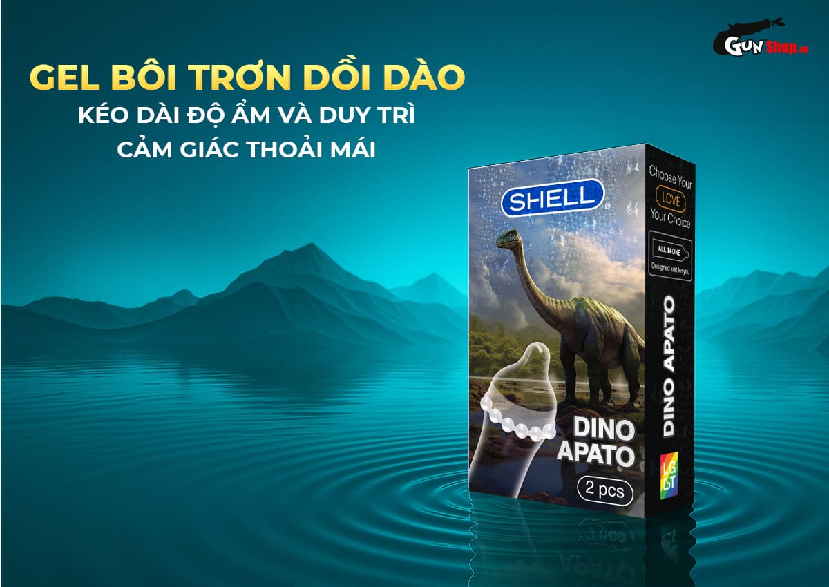  Giá sỉ Bao cao su Shell Dino Apato - Hộp 1 vòng 12 bi lớn + 1 bao Shell Performax hàng mới về