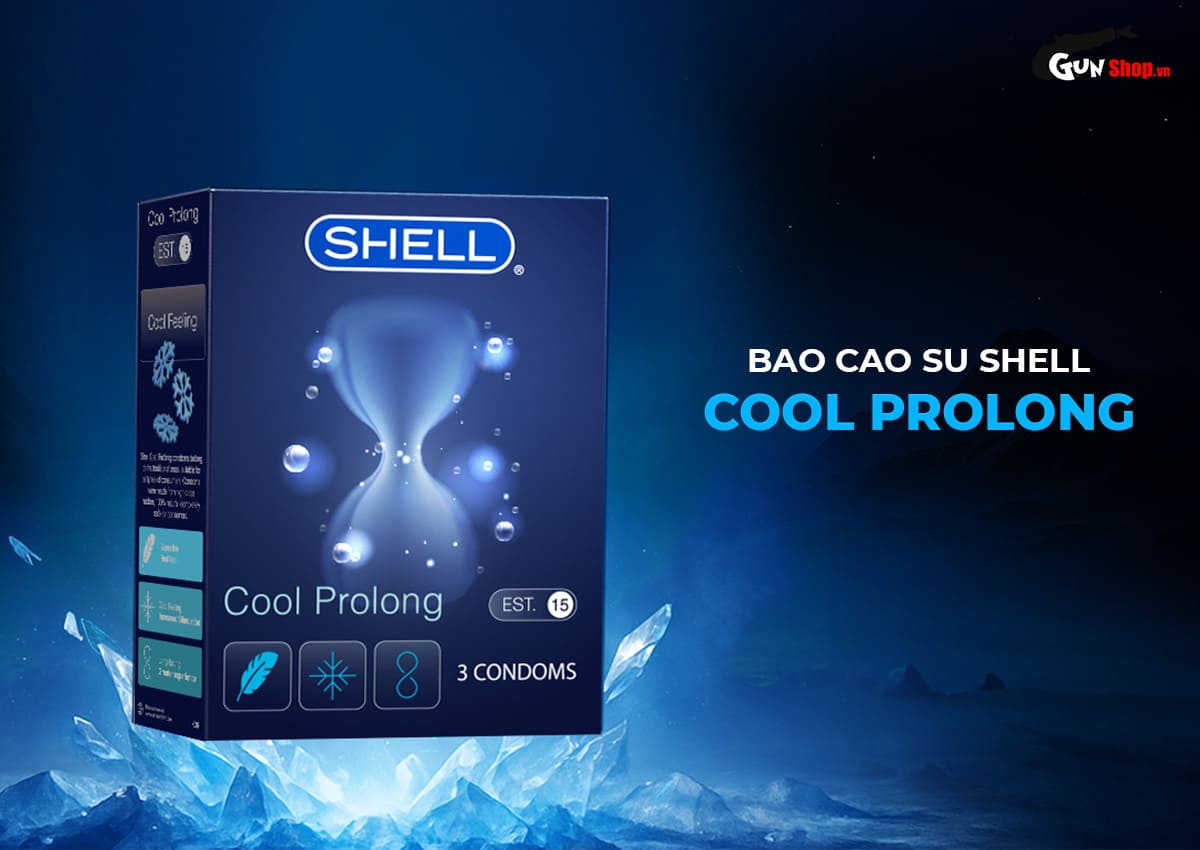  Địa chỉ bán Bao cao su Shell Cool Prolong - Siêu mỏng kéo dài thời gian bạc hà mát lạnh - Hộp 3 chính hãng
