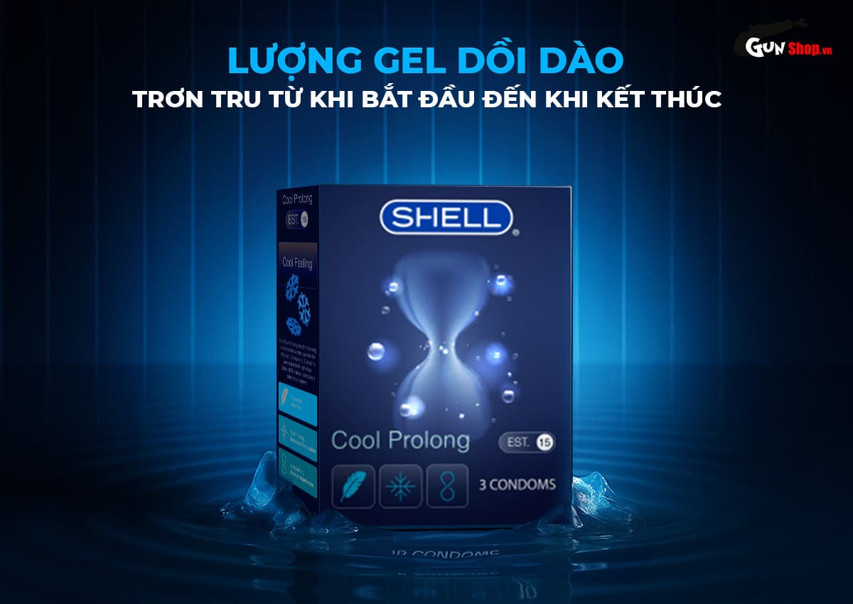  Địa chỉ bán Bao cao su Shell Cool Prolong - Siêu mỏng kéo dài thời gian bạc hà mát lạnh - Hộp 3 chính hãng