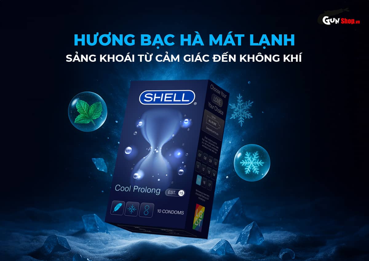  Nơi bán Bao cao su Shell Cool Prolong - Siêu mỏng kéo dài thời gian bạc hà mát lạnh - Hộp 10 cao cấp