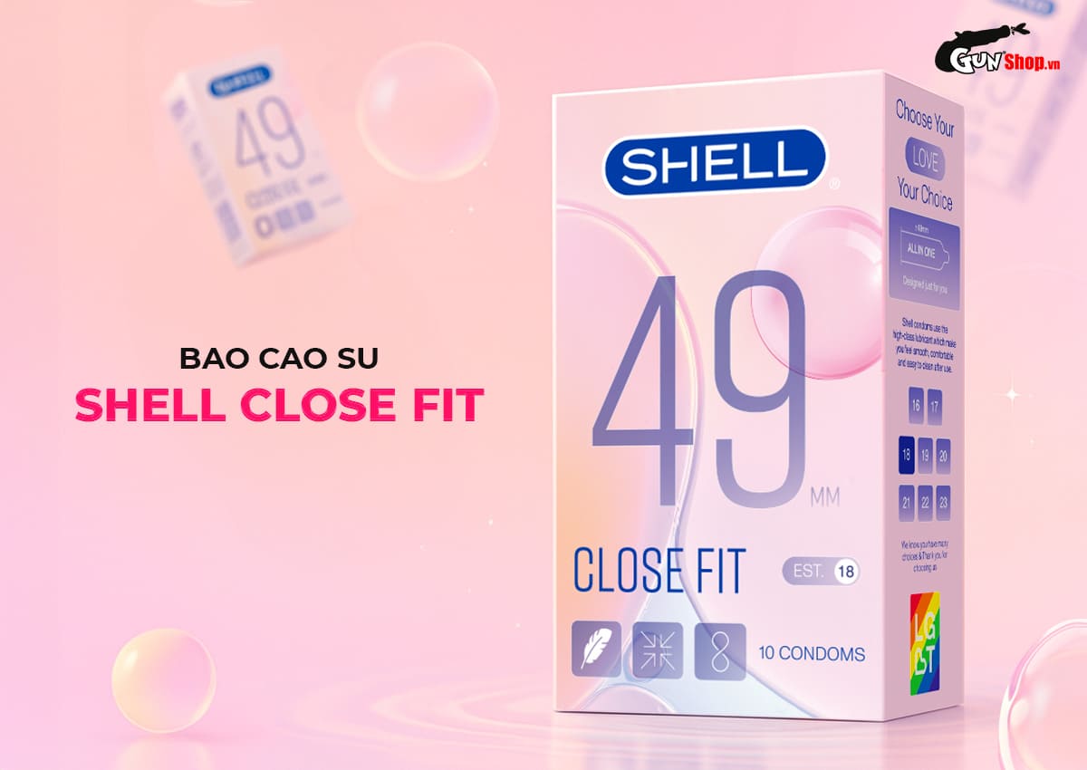 Kho sỉ Bao cao su Shell Close Fit - Size 49mm siêu mỏng chống tuột kéo dài thời gian - Hộp 10 giá rẻ Kho sỉ Bao cao su Shell Close Fit - Size 49mm siêu mỏng chống tuột kéo dài thời gian - Hộp 10 giá rẻ