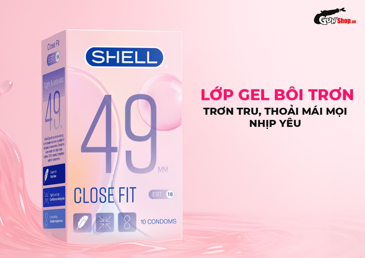 Kho sỉ Bao cao su Shell Close Fit - Size 49mm siêu mỏng chống tuột kéo dài thời gian - Hộp 10 giá rẻ Kho sỉ Bao cao su Shell Close Fit - Size 49mm siêu mỏng chống tuột kéo dài thời gian - Hộp 10 giá rẻ