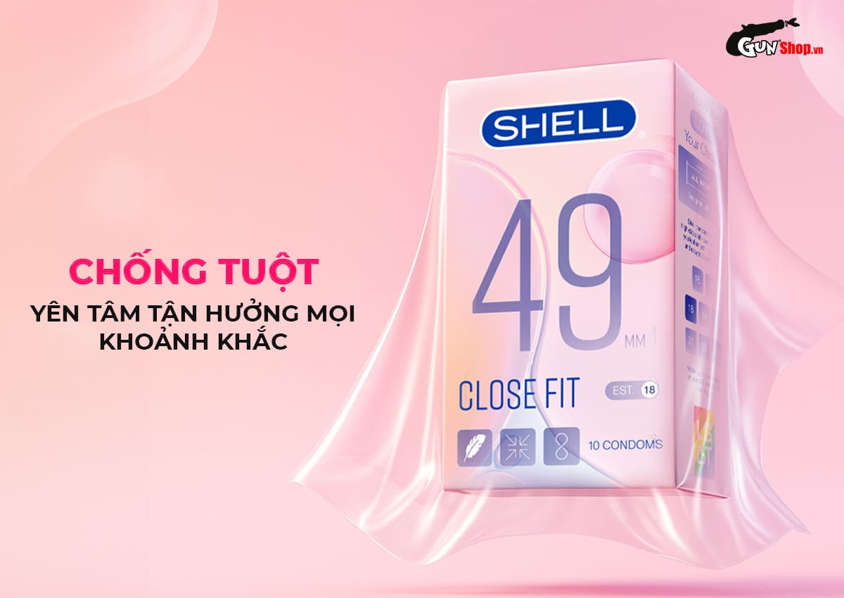 Kho sỉ Bao cao su Shell Close Fit - Size 49mm siêu mỏng chống tuột kéo dài thời gian - Hộp 10 giá rẻ Kho sỉ Bao cao su Shell Close Fit - Size 49mm siêu mỏng chống tuột kéo dài thời gian - Hộp 10 giá rẻ