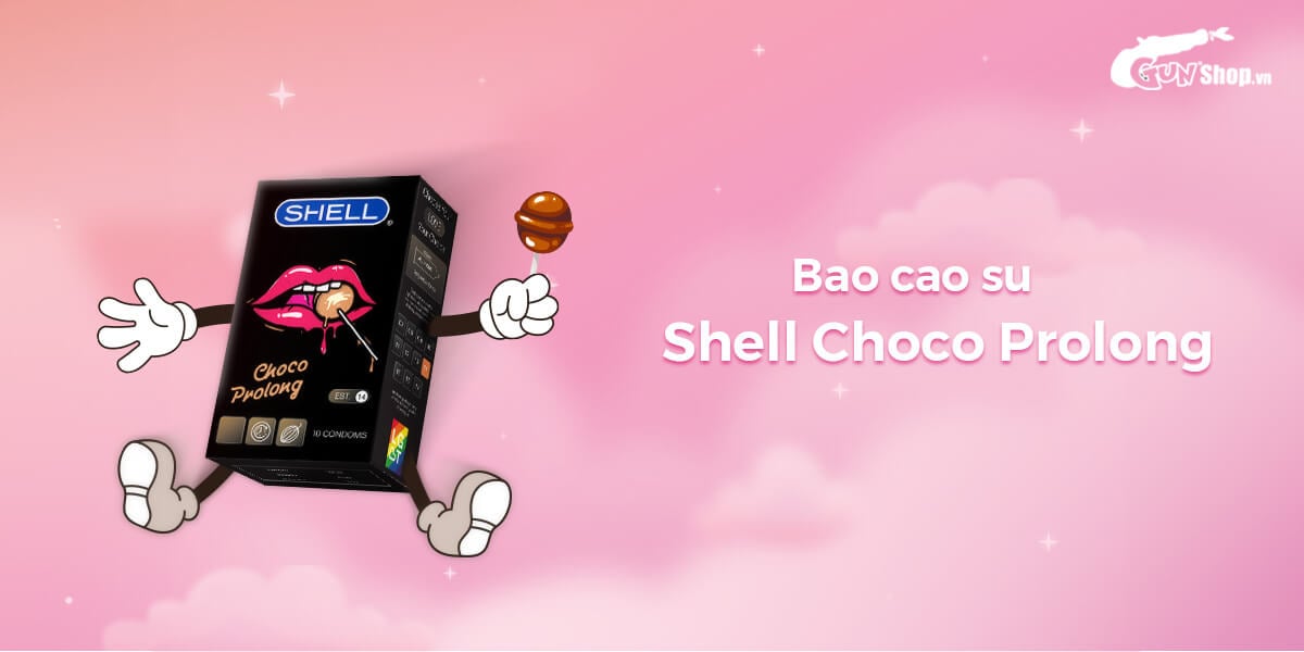 Bao cao su Shell Choco Prolong siêu mỏng kéo dài hương chocolate hộp 10 cái