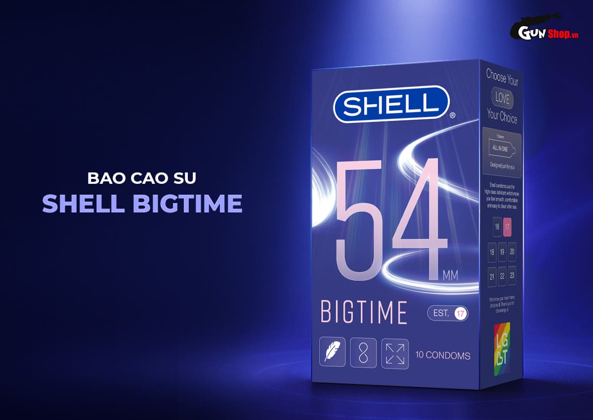 Bảng giá Bao cao su Shell Bigtime - Size 54mm siêu mỏng chống tuột kéo dài thời gian - Hộp 10 cái giá rẻ Bảng giá Bao cao su Shell Bigtime - Size 54mm siêu mỏng chống tuột kéo dài thời gian - Hộp 10 cái giá rẻ