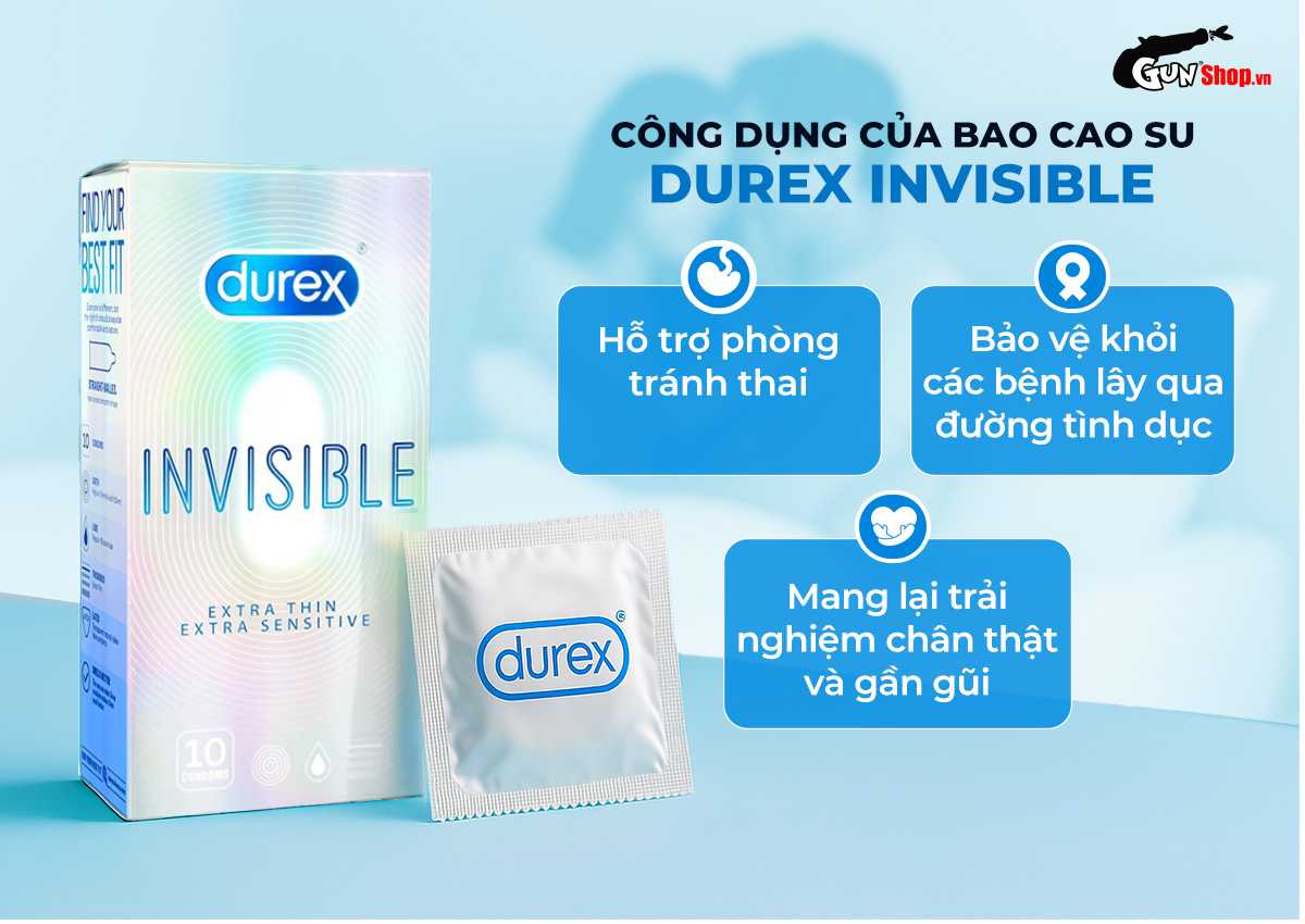  Thông tin Bao cao su Durex Invisible - Siêu mỏng mềm mịn - Hộp 10 cái loại tốt