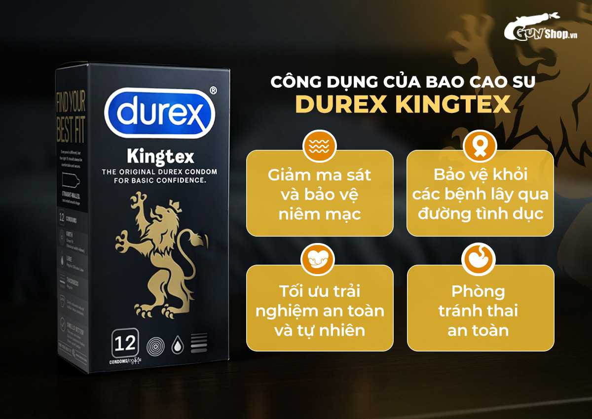  Nhập sỉ Bao cao su Durex Kingtex - Size nhỏ 49mm ôm sát - Hộp 12 cái giá rẻ