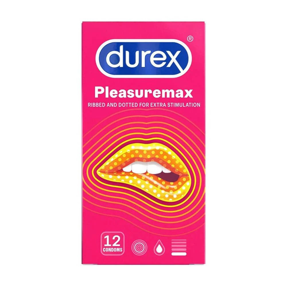 Bao cao su Durex Pleasuremax size lớn 56mm gân điểm nổi 12 cái 