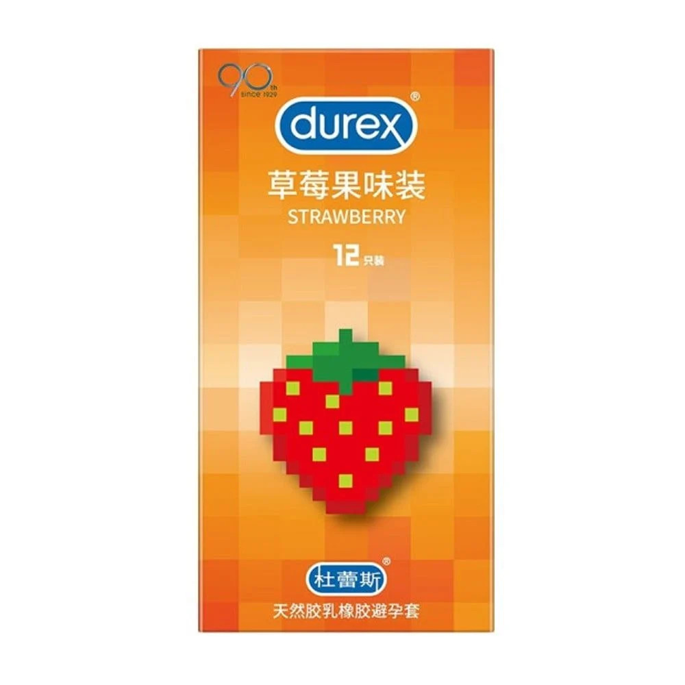 Bao cao su Durex Strawberry hương dâu 56mm hộp 12 cái co giãn thoải mái 