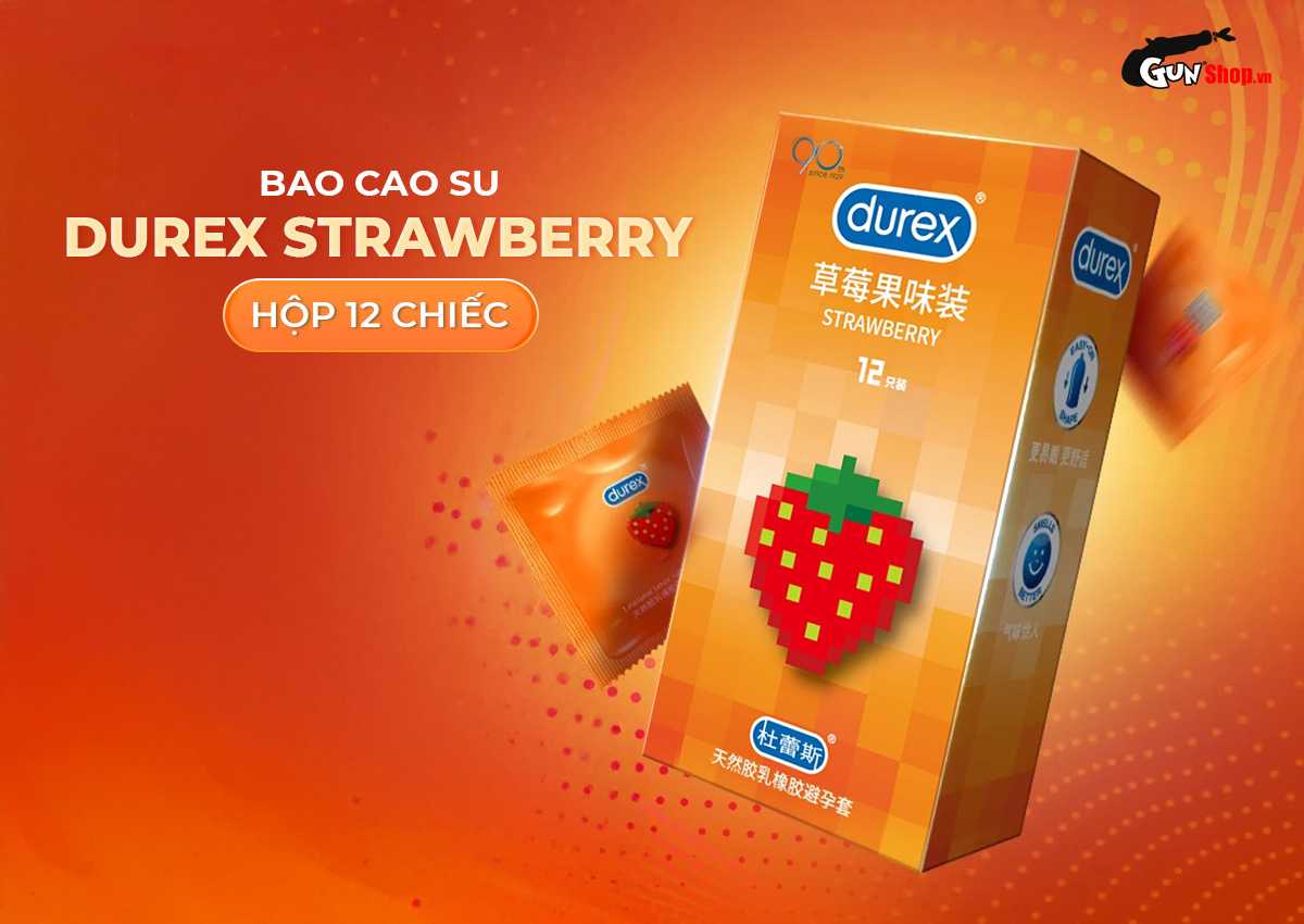 Durex Strawberry Scented Condom Natural Latex Box 12