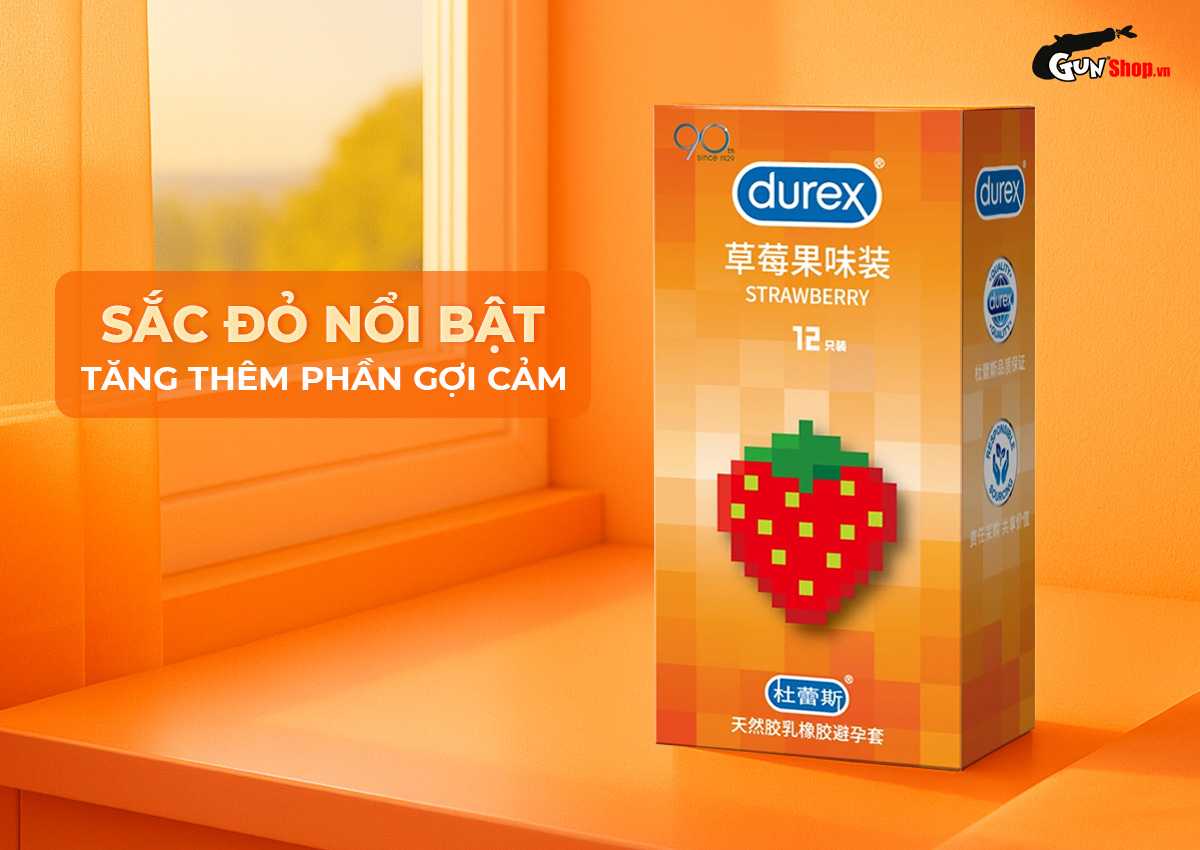  Bảng giá Bao cao su Durex Strawberry - Hương dâu 56mm - Hộp 12 cái tốt nhất