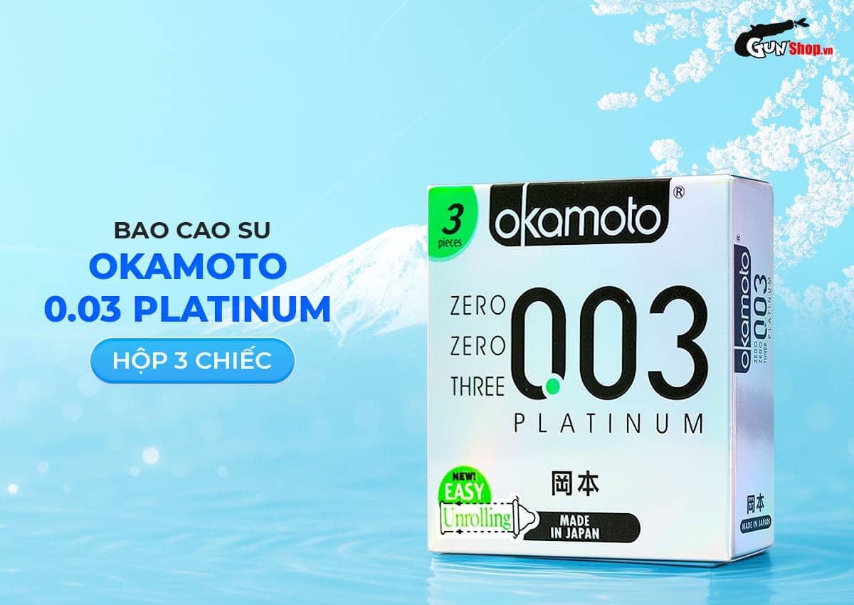 Bao Cao Su Okamoto 0.03 Platinum Siêu Mỏng Không Mùi Hộp 3