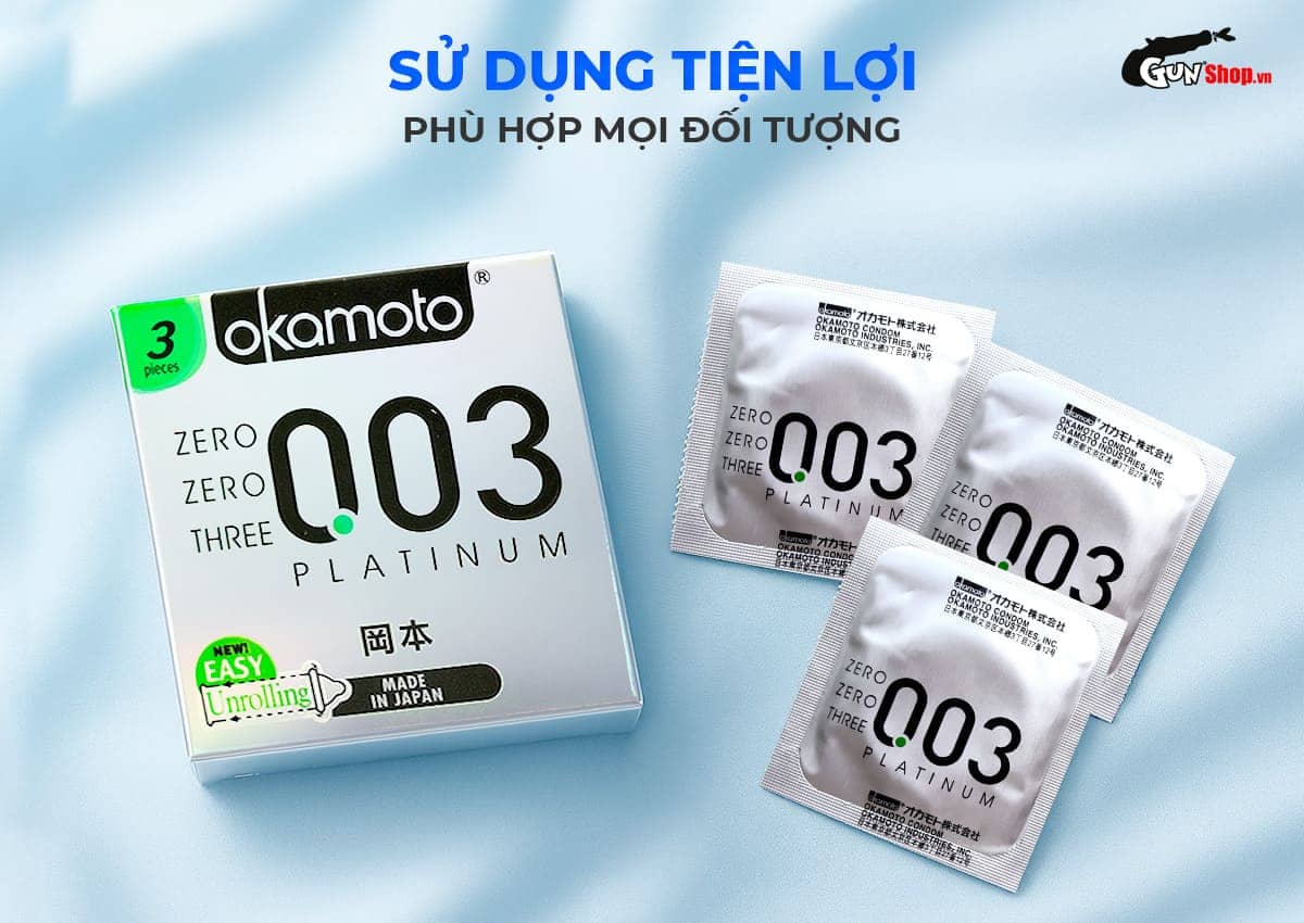 Bao Cao Su Okamoto 0.03 Platinum Siêu Mỏng Không Mùi Hộp 3
