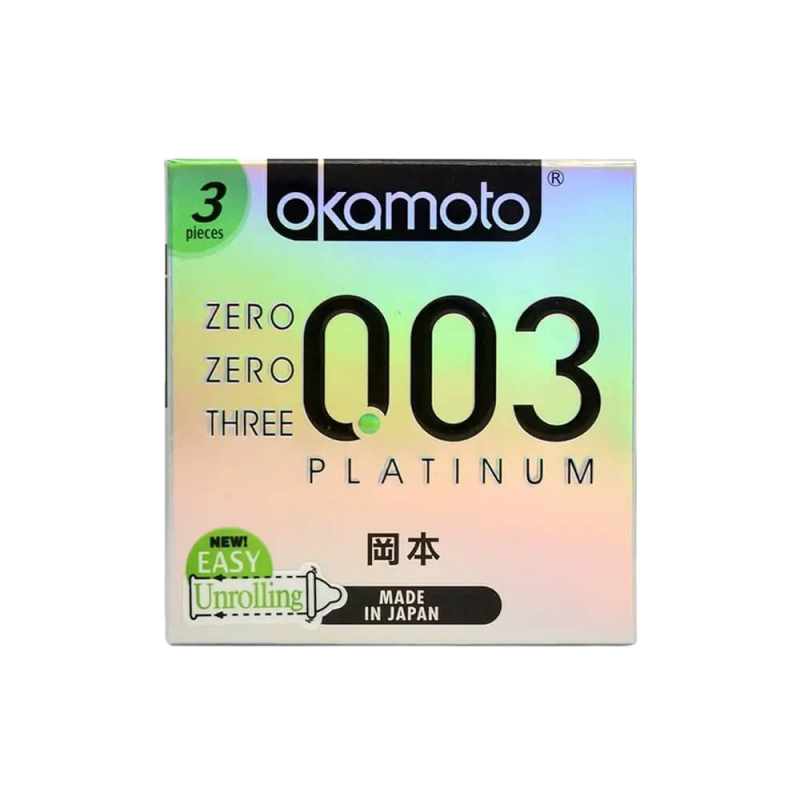  Giá sỉ Bao cao su Okamoto 0.03 Platinum - Siêu mỏng không mùi - Hộp 3 cái giá rẻ 