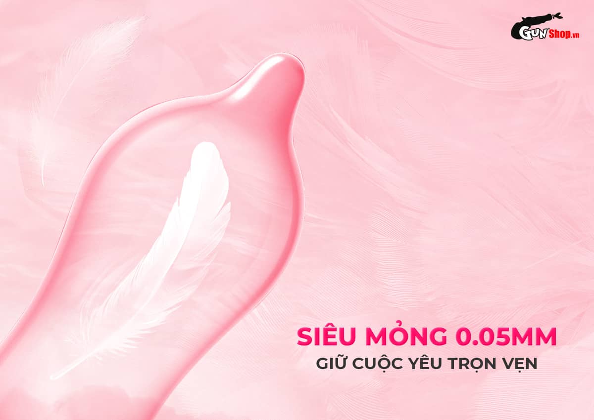 Bao cao su Okamoto hương dâu siêu mỏng mềm mại hộp 10 cái an toàn