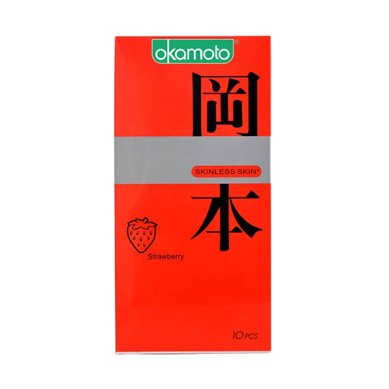 Cung cấp Bao cao su Okamoto Skinless Skin Strawberry - Hương dâu mềm mại - Hộp 10 cái  loại tốt 