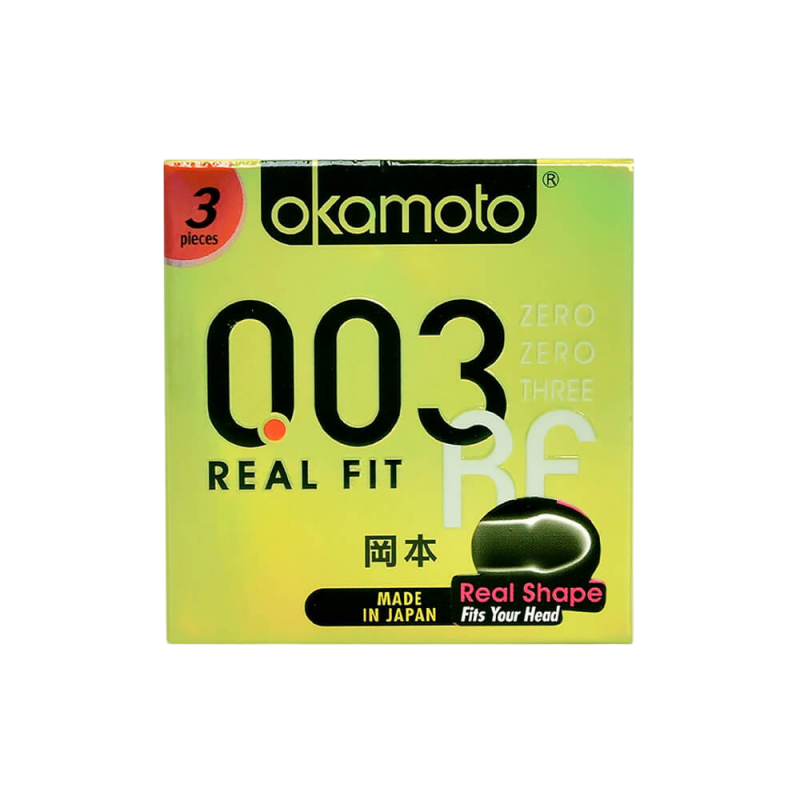  Sỉ Bao cao su Okamoto 0.03 Real Fit - Siêu mỏng co rút ôm sát - Hộp 3 cái  hàng mới về 