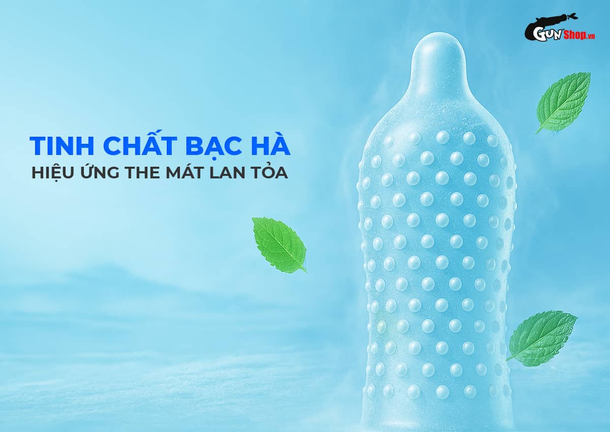 Bao cao su Okamoto Dot De Cool gai lạnh kéo dài hiếm có 10 cái hộp