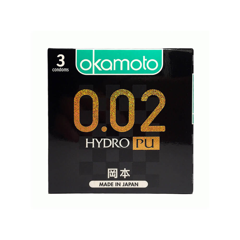 Bao cao su Okamoto 0.02 Hydro PU siêu mỏng truyền nhiệt nhanh hộp 3 