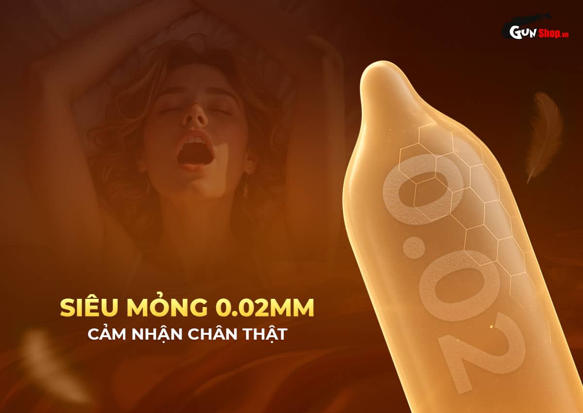 Bao cao su Okamoto 0.02 Hydro PU siêu mỏng truyền nhiệt nhanh 3 cái