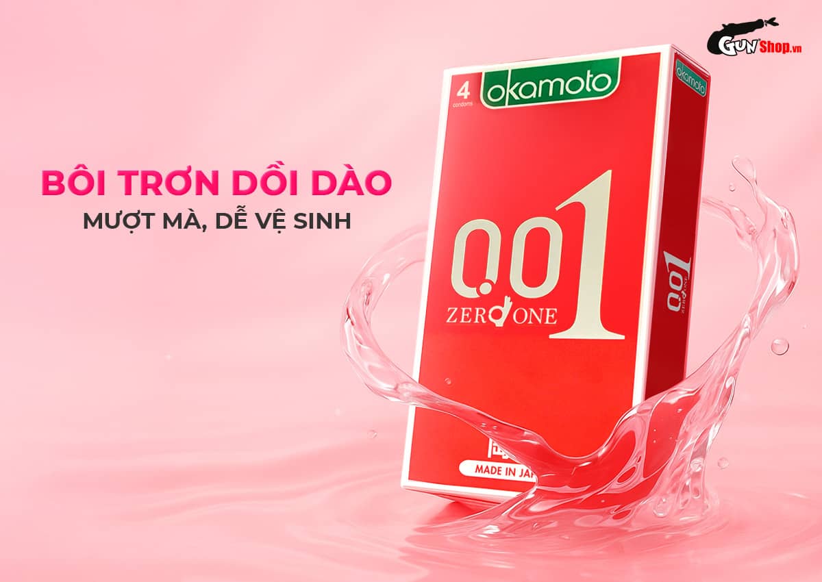 Bao cao su Okamoto 0.01 PU siêu mỏng tàng hình truyền nhiệt chân thật