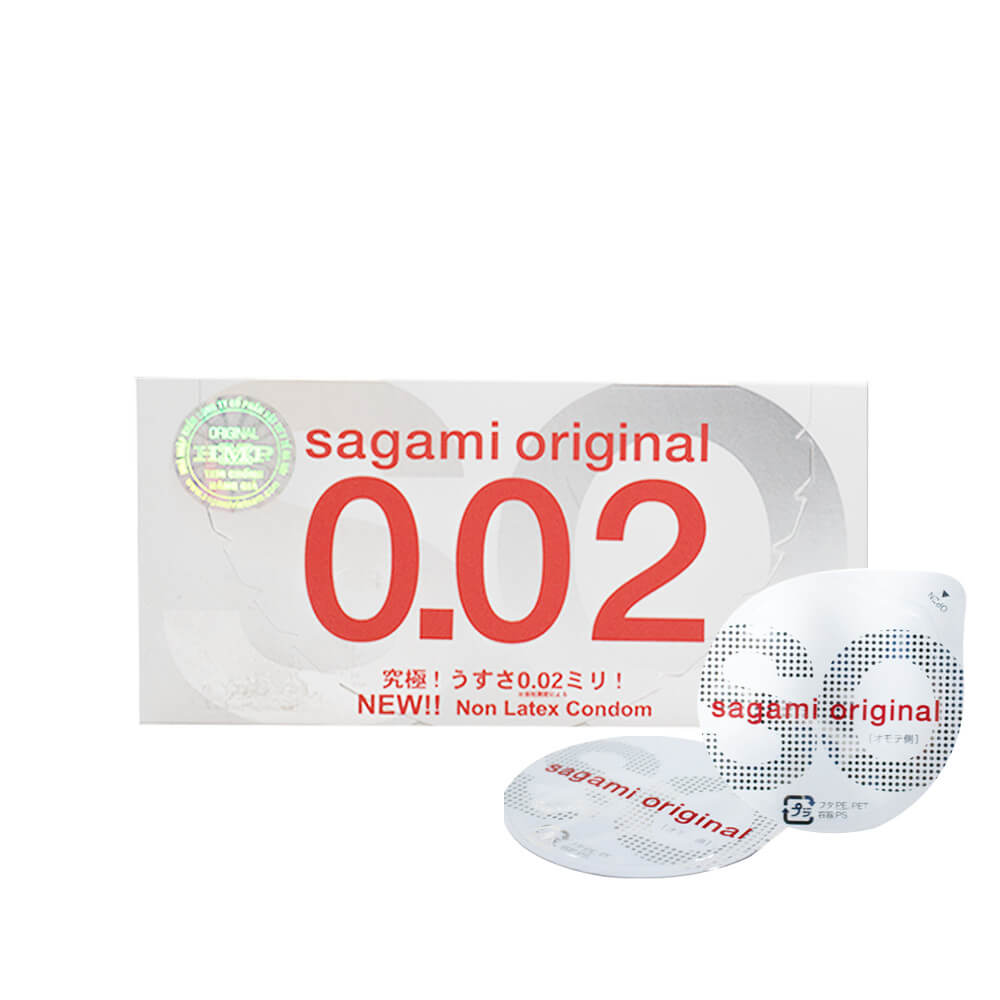 Bao cao su Sagami 0.02 siêu mỏng 0.02mm hộp 2 cái trải nghiệm thật 