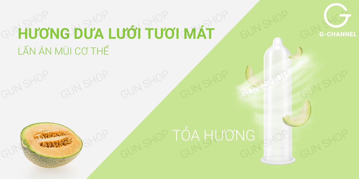 Bao cao su Nakanishi siêu mỏng 0.03mm hương dưa lưới thơm mát hộp 4 cái
