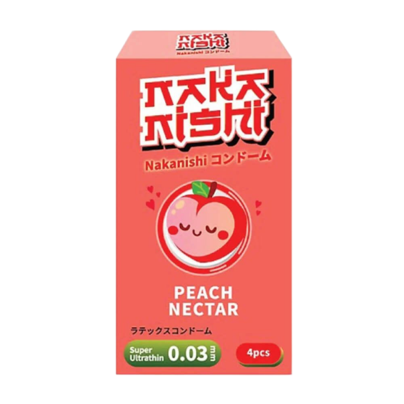  Bỏ sỉ Bao cao su Nakanishi - Siêu mỏng 0.03mm - Hương đào - Hộp 4 cái  chính hãng 
