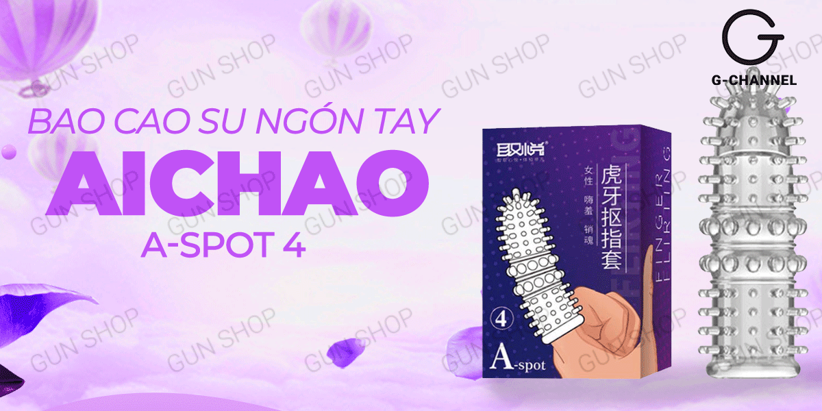 Bao cao su ngón tay Aichao A-spot 4 gai nổi lớn, hộp 1 cái, an toàn