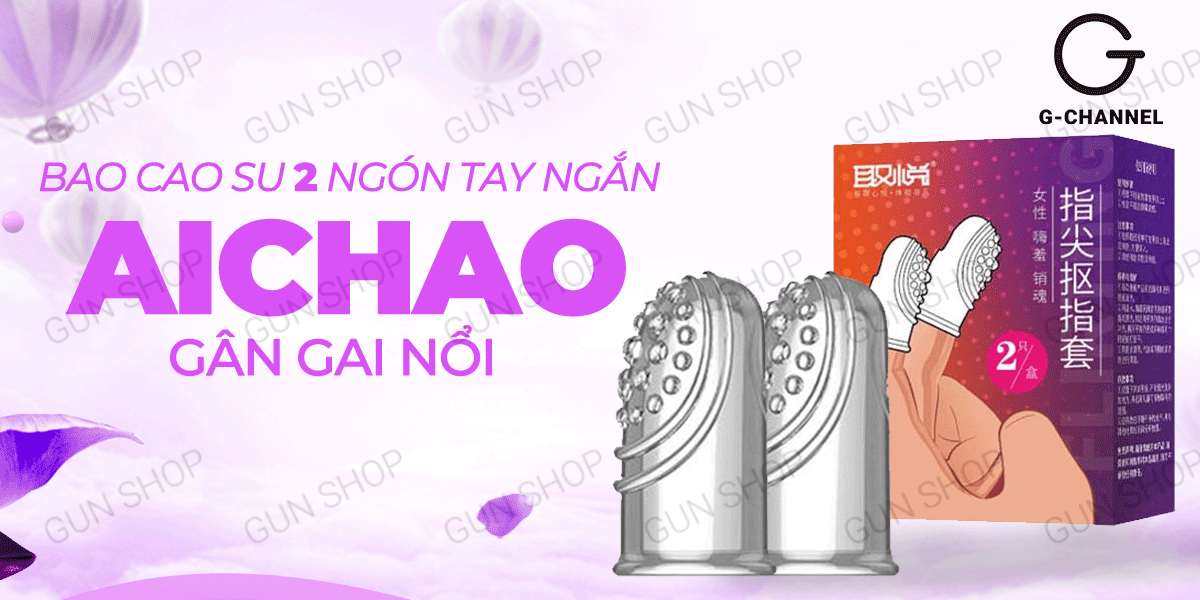Bao cao su ngón tay Aichao gân gai nổi hộp 2 cái kích thích mạnh Bao cao su ngón tay Aichao gân gai nổi hộp 2 cái kích thích mạnh