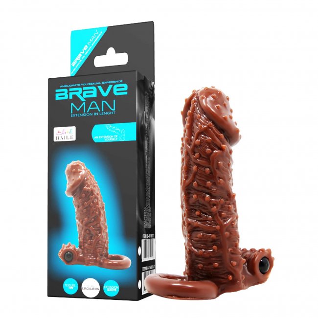 Bao cao su đôn dên rung Baile Braveman nâu tăng kích thước rung mạnh 