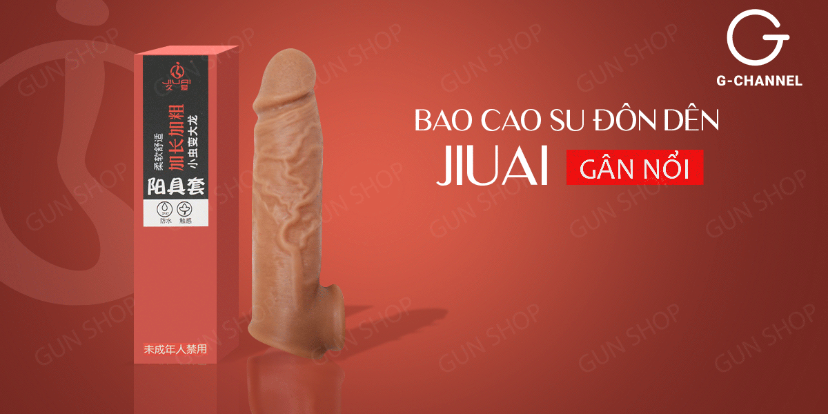 Jiuai Ribbed Penis Extender Condom Enhance Pleasure