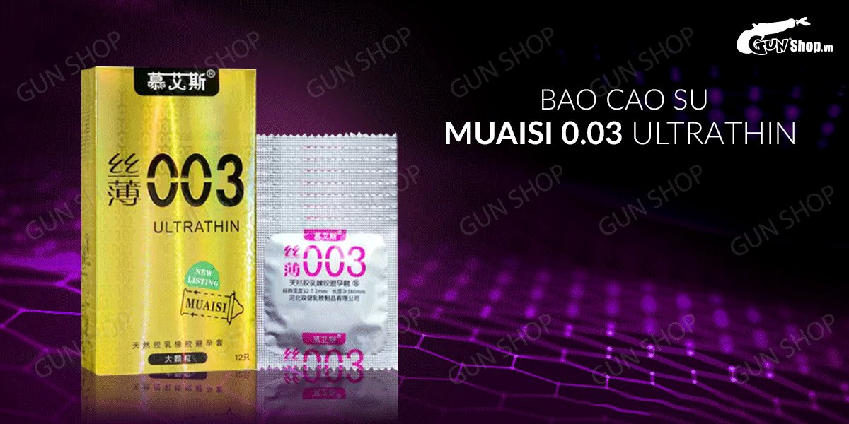 Muaisi 0.03mm Ultrathin Textured Latex Condom Box of 12