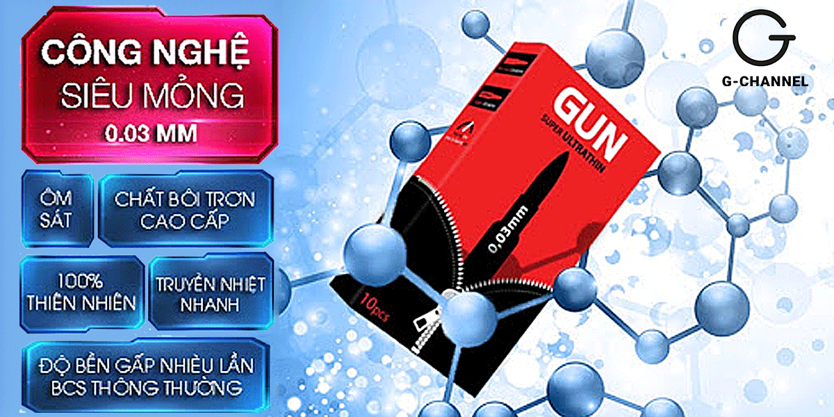 Gun Super Ultra Thin 0.03mm Premium Condom 10 Pack
