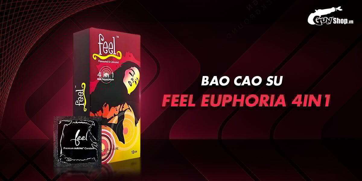 Bao cao su Feel Euphoria 4in1 kéo dài thời gian hộp 12 cái