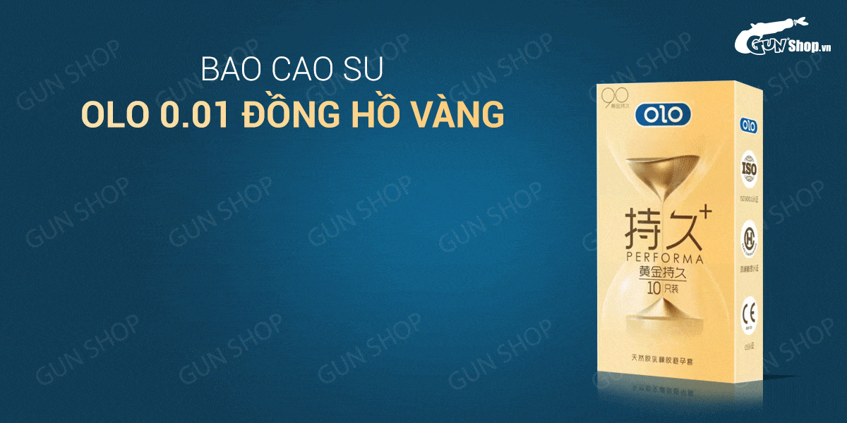 Bao cao su OLO 0.01 Đồng Hồ Vàng kéo dài thời gian hộp 10 cái