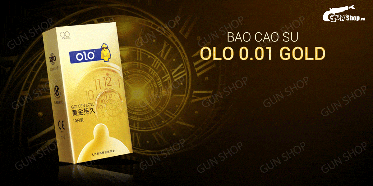 Bao cao su OLO 0.01 Gold siêu mỏng kéo dài quan hệ hộp 10 cái