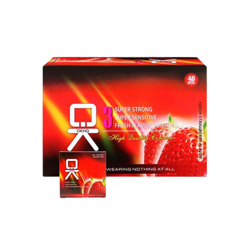  Đại lý Bao cao su OKHQ hương dâu - Hộp 144 cái  mới nhất 