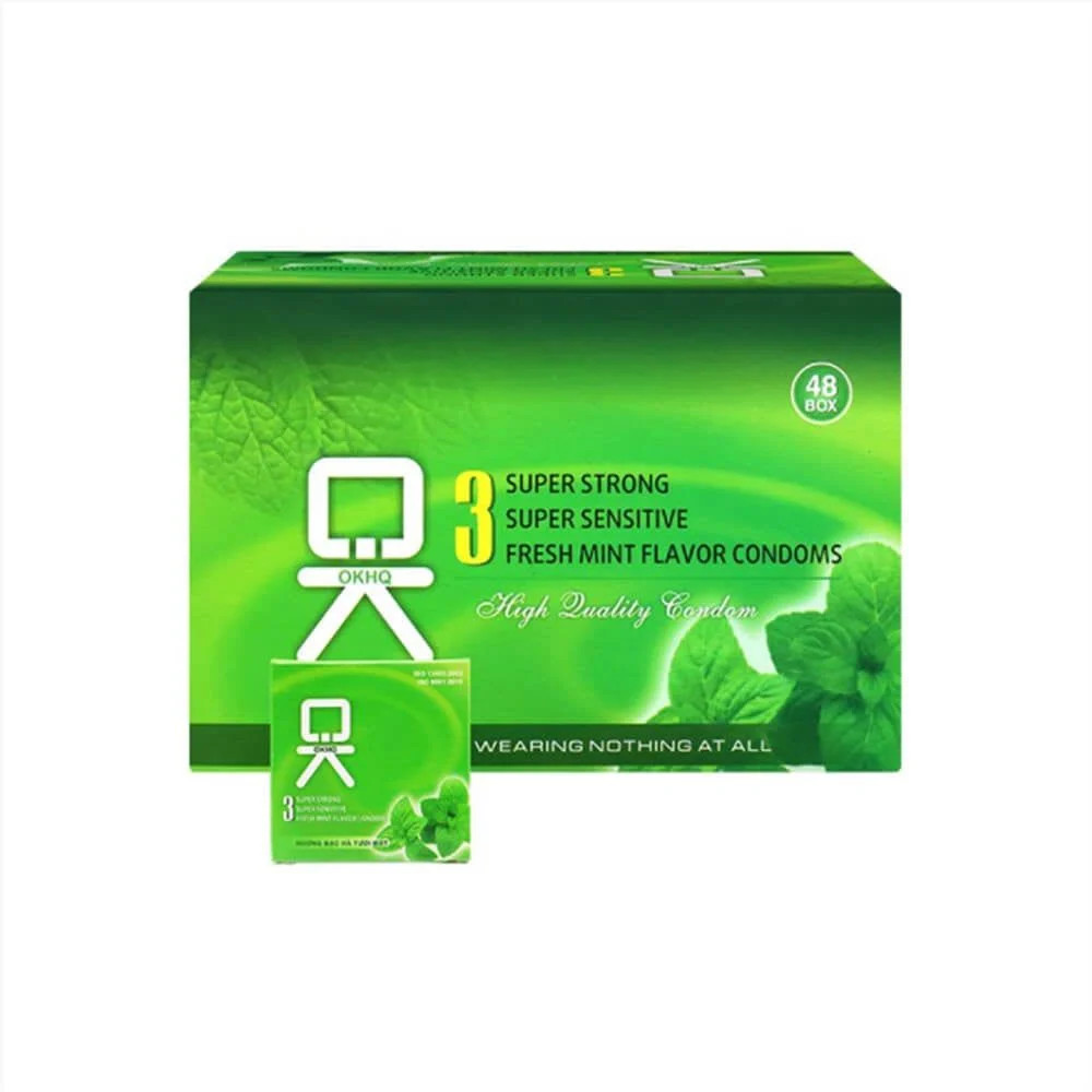 Bao cao su OKHQ hương bạc hà hộp 144 cái thơm mát dễ chịu lâu ra 