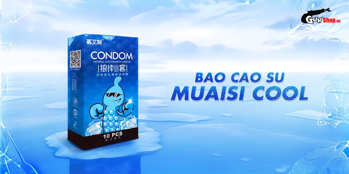 Bao cao su Muaisi Cool siêu điểm nổi mát lạnh hộp 10 cái
