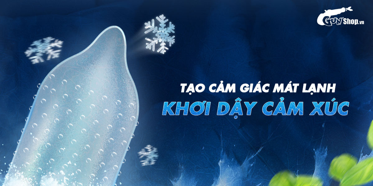 Bao cao su Muaisi Cool siêu điểm nổi mát lạnh hộp 10 cái