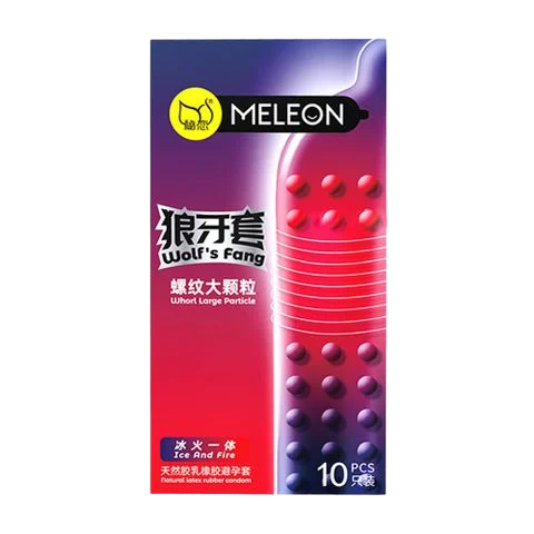 Cung cấp Bao cao su Meleon Wolfs Fang - Hạt nổi lớn lửa băng - Hộp 10 cái  loại tốt 
